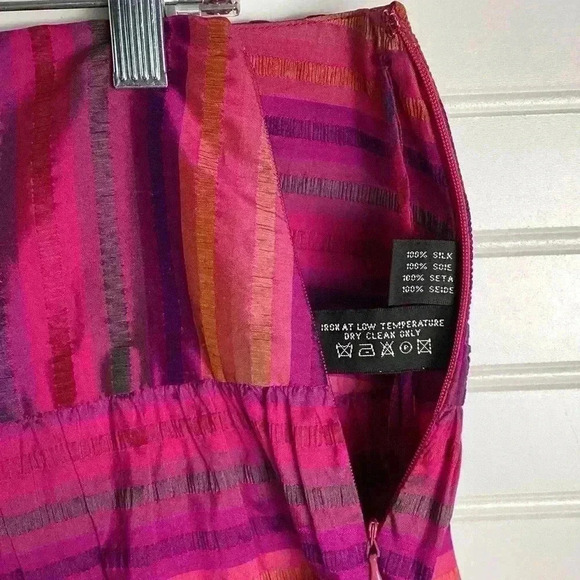 Ralph Lauren Skirt 4 RL Black Label/Midi Skirt/Pink & Purple Striped Silk/Tiered - Picture 5 of 11